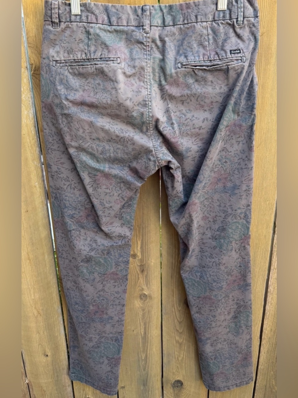 Scotch & Soda Men's Floral-Pattern Brown Chino Pants size 31/32